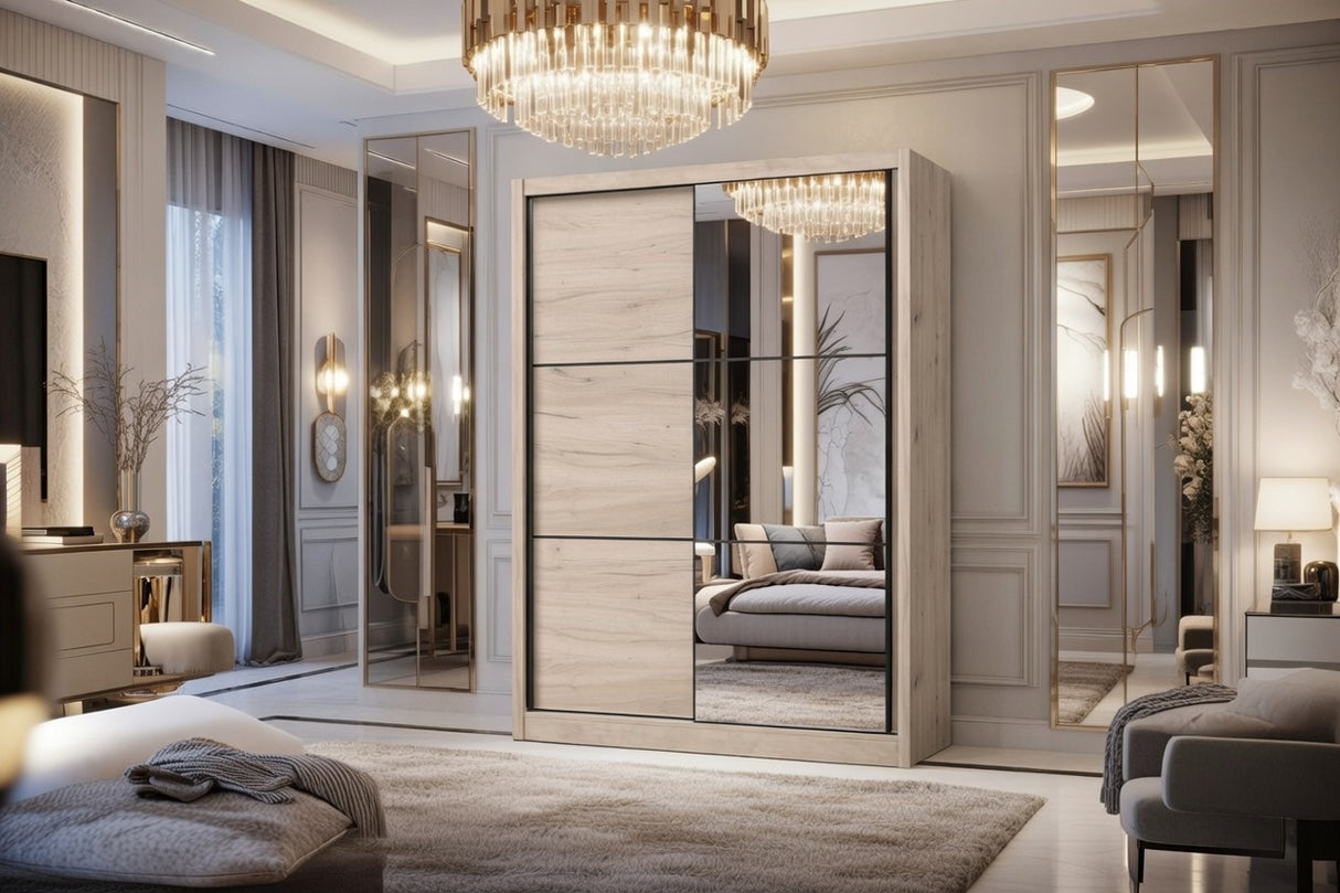 Nancy Oak 2 Door Sliding Door Wardrobe Slider 166cm Wide- 11008274