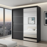 Inoxa Grey Large 200cm Mirrored Sliding Door Wardrobe - 8XLG4420