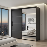 Inoxa Grey Large 200cm Mirrored Sliding Door Wardrobe - 8XLG4420