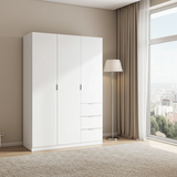 Spinda Artic White Narrow 3 Door 3 Drawer Space-Saving Wardrobe 135cm Wide - LCX353O