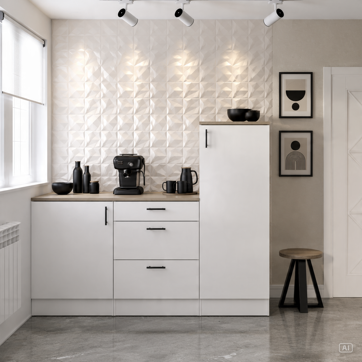 Magna White Gloss Modular 180cm Full Flat Pack Kitchen Units Set With Worktops Included  - Option 6