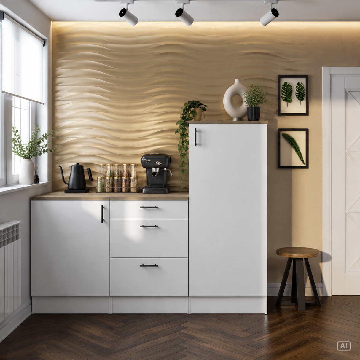Magna White Gloss Modular 180cm Full Flat Pack Kitchen Units Set With Worktops Included  - Option 6