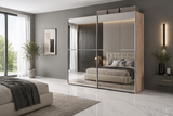 Montclair 240cm Full Mirrored Extra Large Sliding Door Wardrobe Oak Effect P8DSMLBL