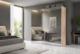 Montclair 240cm Full Mirrored Extra Large Sliding Door Wardrobe Oak Effect P8DSMLBL