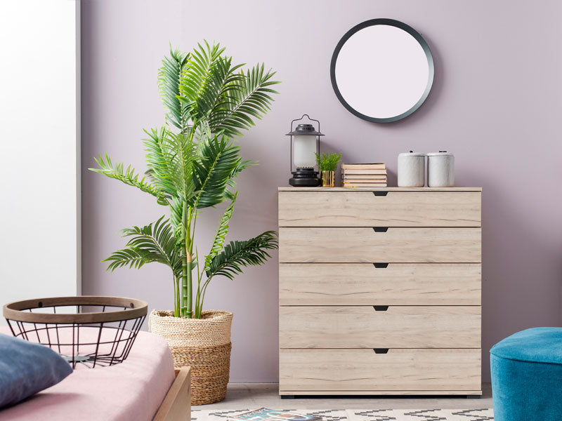 Nancy Oak Effect Wide 5 Drawer Chest - 11008295