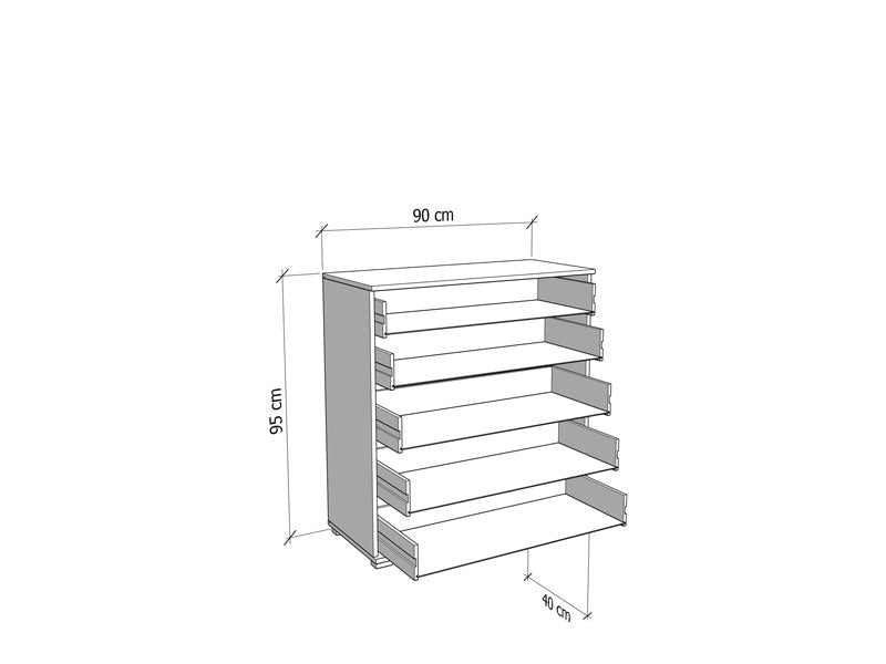 Nancy Oak Effect Wide 5 Drawer Chest - 11008295