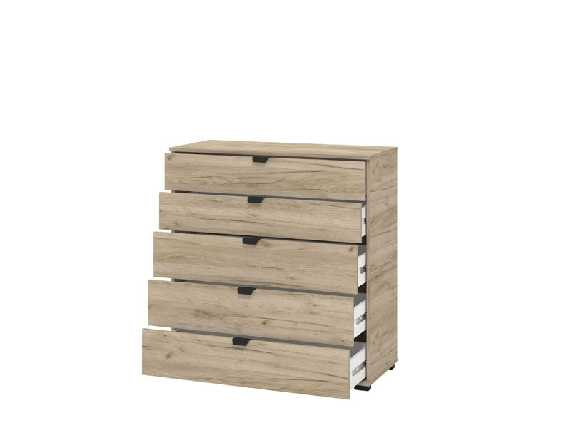 Nancy Oak Effect Wide 5 Drawer Chest - 11008295