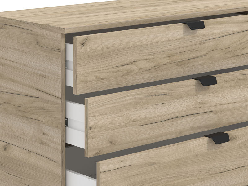 Nancy Oak Effect Wide 5 Drawer Chest - 11008295