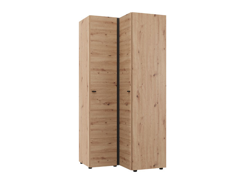Nevaris Oak Effect Narrow 2 Door Space-Saving Corner Wardrobe - 11014891