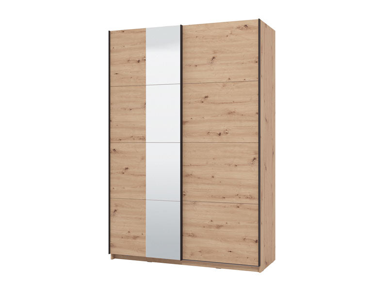 Noah Oak Effect Mirrored Sliding Door Wardrobe 145cm - 11013480