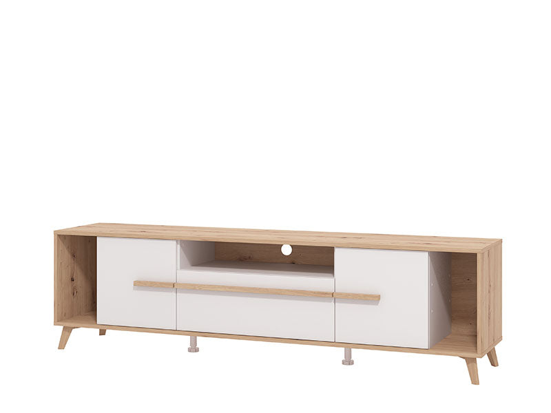 Orleans Oak Effect And White 189cm Wide TV Unit Cabinet With Storage 11013346