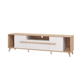 Orleans Oak Effect And White 189cm Wide TV Unit Cabinet With Storage 11013346