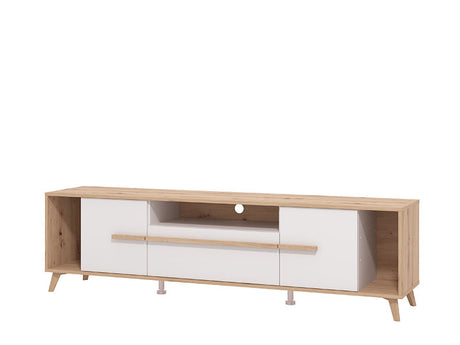 Orleans Oak Effect And White 189cm Wide TV Unit Cabinet With Storage 11013346