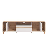 Orleans Oak Effect And White 189cm Wide TV Unit Cabinet With Storage 11013346