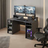 Rafa Gaming Desk in Dark Grey with Hutch and Storage- 004601Z