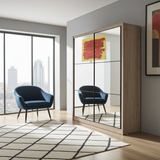 Marvella Artisan Oak Effect Full Mirrored 2 Door Sliding Door Wardrobe Slider 213cm Wide 11008348