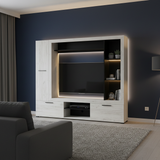 Ferrara Entertaiment Unit Wall TV Cabinet in White Oak and Black -11014772