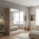 Marvella Artisan Oak Effect Full Mirrored 2 Door Sliding Door Wardrobe Slider 213cm Wide 11008348