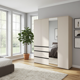 Bellington Matte Cashmere 4 Door 3 Drawer Mirrored Wardrobe - 11014287