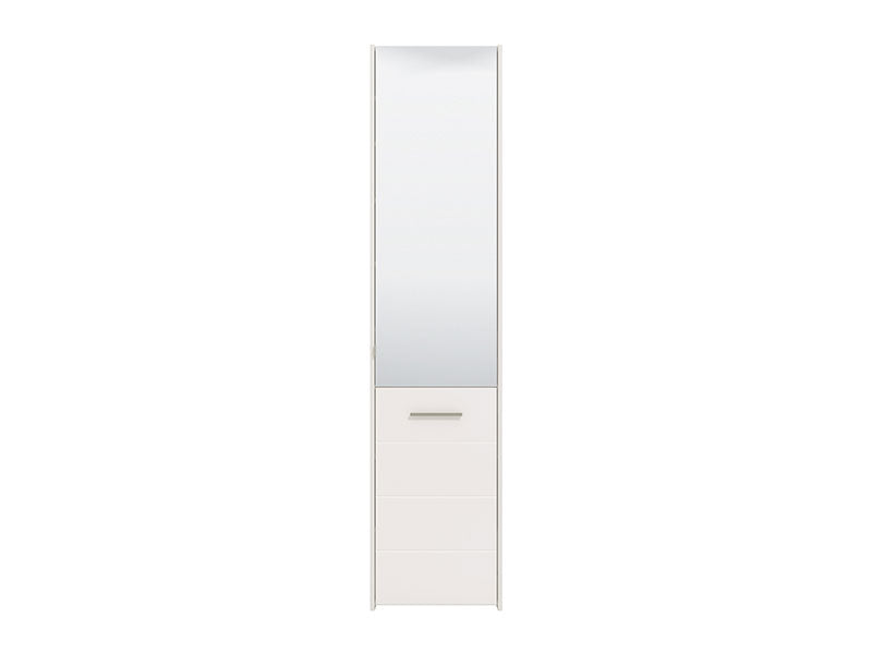 Lisbon White Mirrored 1 Door 30 Pair Tall Slim Shoe Cabinet Cupboard - 11012393