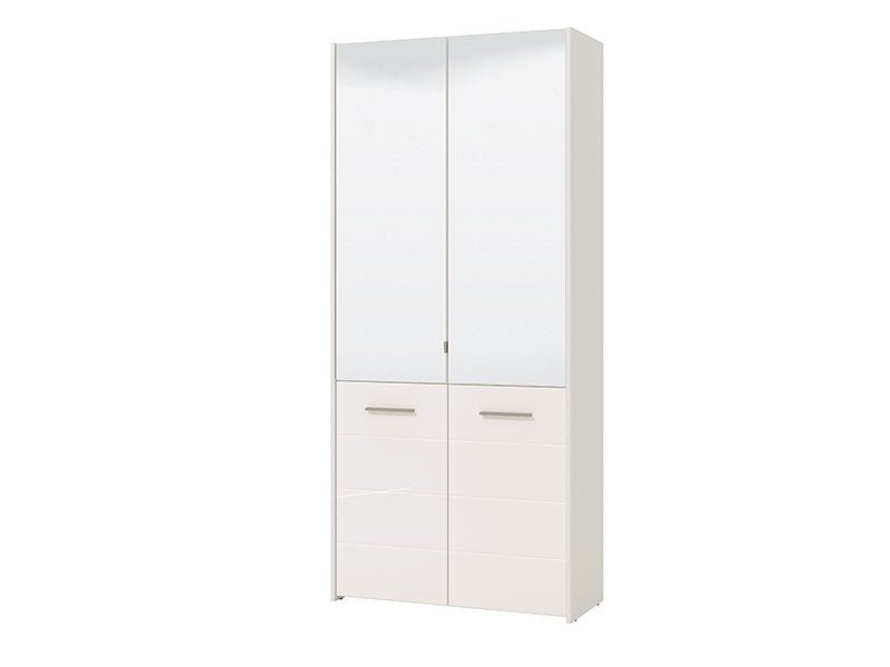 Lisbon White Mirrored Door 50 Pair Large Shoe Cabinet Cupboard - 11011487