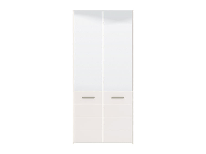 Lisbon White Mirrored Door 50 Pair Large Shoe Cabinet Cupboard - 11011487