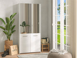 Lisbon White Mirrored Door 50 Pair Large Shoe Cabinet Cupboard - 11011487