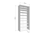Lisbon White Mirrored Door 50 Pair Large Shoe Cabinet Cupboard - 11011487