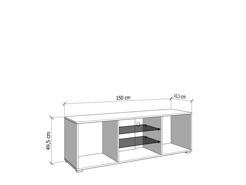 Moderna Large Tall White Gloss TV Cabinet for upto 65inch TV 11008824