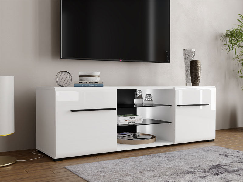 Moderna Large Tall White Gloss TV Cabinet for upto 65inch TV 11008824