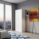 Spinda Artic White Compact Narrow 2 Door 2 Drawer Space-Saving Wardrobe 81cm Wide- LCX222O