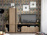 Heraklion Artisan Oak Effect Slatted TV Entertainment Unit - 11013496