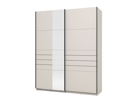 Veymont Cashmere Taupe And Mirrored 150cm Sliding Door Wardrobe - 11014744