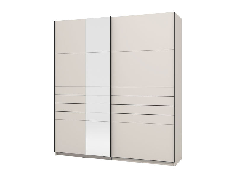 Veymont Cashmere Taupe And Mirrored 200cm Sliding Door Wardrobe - 11014745