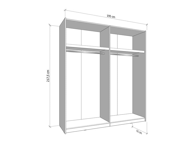 Veymont Cashmere Taupe And Mirrored 200cm Sliding Door Wardrobe - 11014745