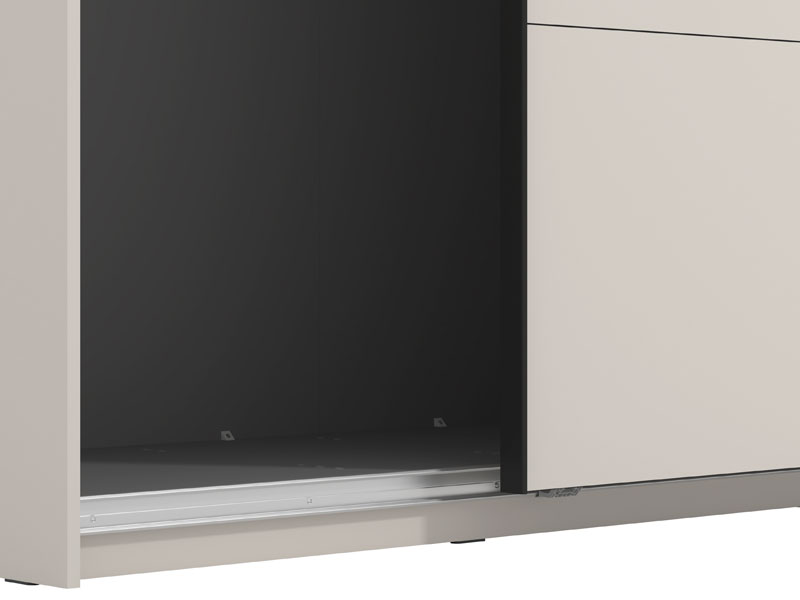 Veymont Cashmere Taupe And Mirrored 245cm Wide Sliding Door Wardrobe - 11014747
