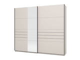 Veymont Cashmere Taupe And Mirrored 245cm Wide Sliding Door Wardrobe - 11014747