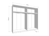 Veymont Cashmere Taupe And Mirrored 245cm Wide Sliding Door Wardrobe - 11014747