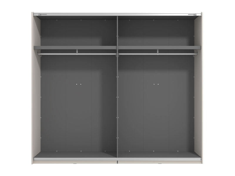 Veymont Cashmere Taupe And Mirrored 245cm Wide Sliding Door Wardrobe - 11014747