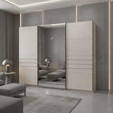 Veymont Cashmere Taupe And Mirrored Extra Large 270cm Sliding Door Wardrobe - 11014748