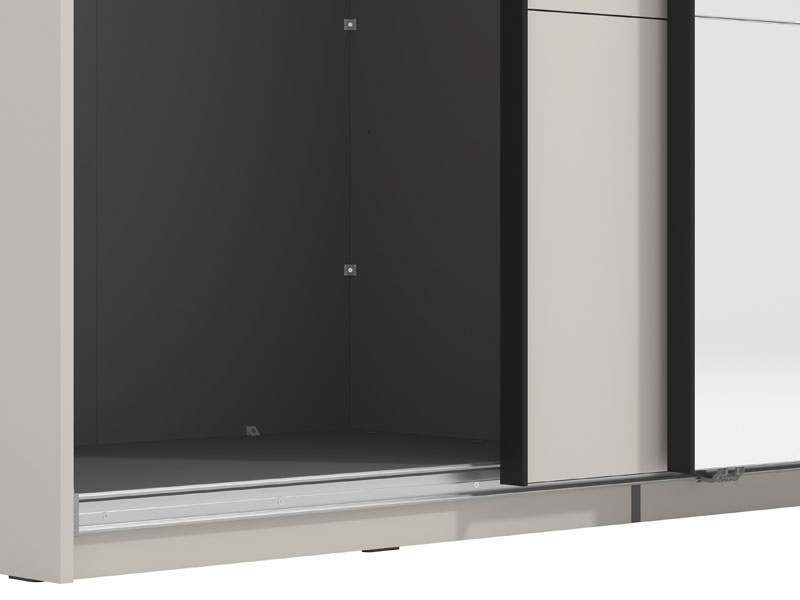 Veymont Cashmere Taupe And Mirrored Extra Large 270cm Sliding Door Wardrobe - 11014748