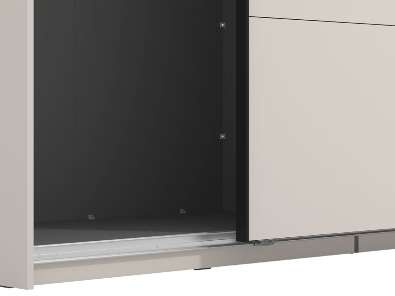 Veymont Cashmere Taupe And Mirrored Large 220cm Sliding Door Wardrobe - 11014746