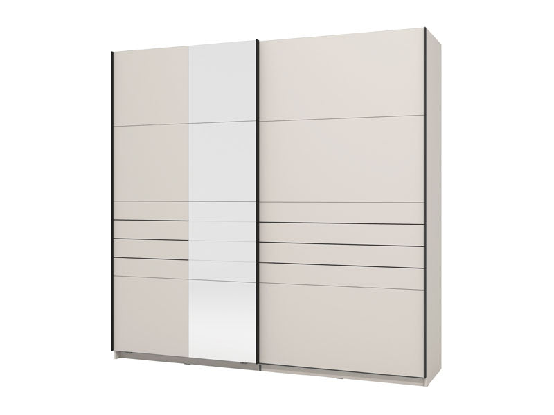 Veymont Cashmere Taupe And Mirrored Large 220cm Sliding Door Wardrobe - 11014746