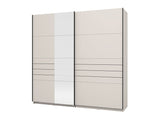Veymont Cashmere Taupe And Mirrored Large 220cm Sliding Door Wardrobe - 11014746