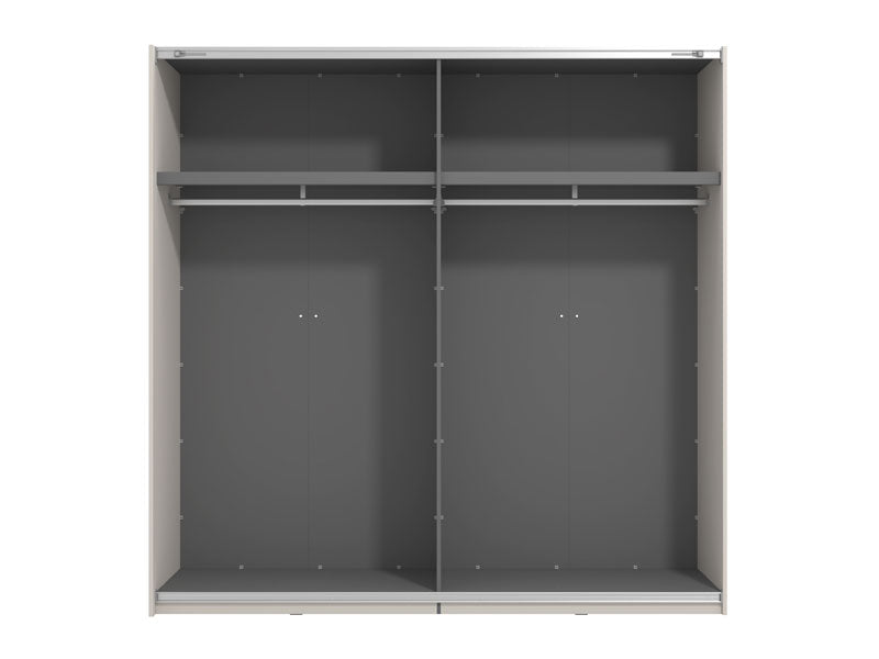 Veymont Cashmere Taupe And Mirrored Large 220cm Sliding Door Wardrobe - 11014746