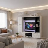 Ferrara Entertaiment Unit Wall TV Cabinet in White Oak and Black -11014772