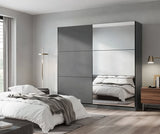 Palma Large Grey And Mirrored Sliding Door Wardrobe -11008287