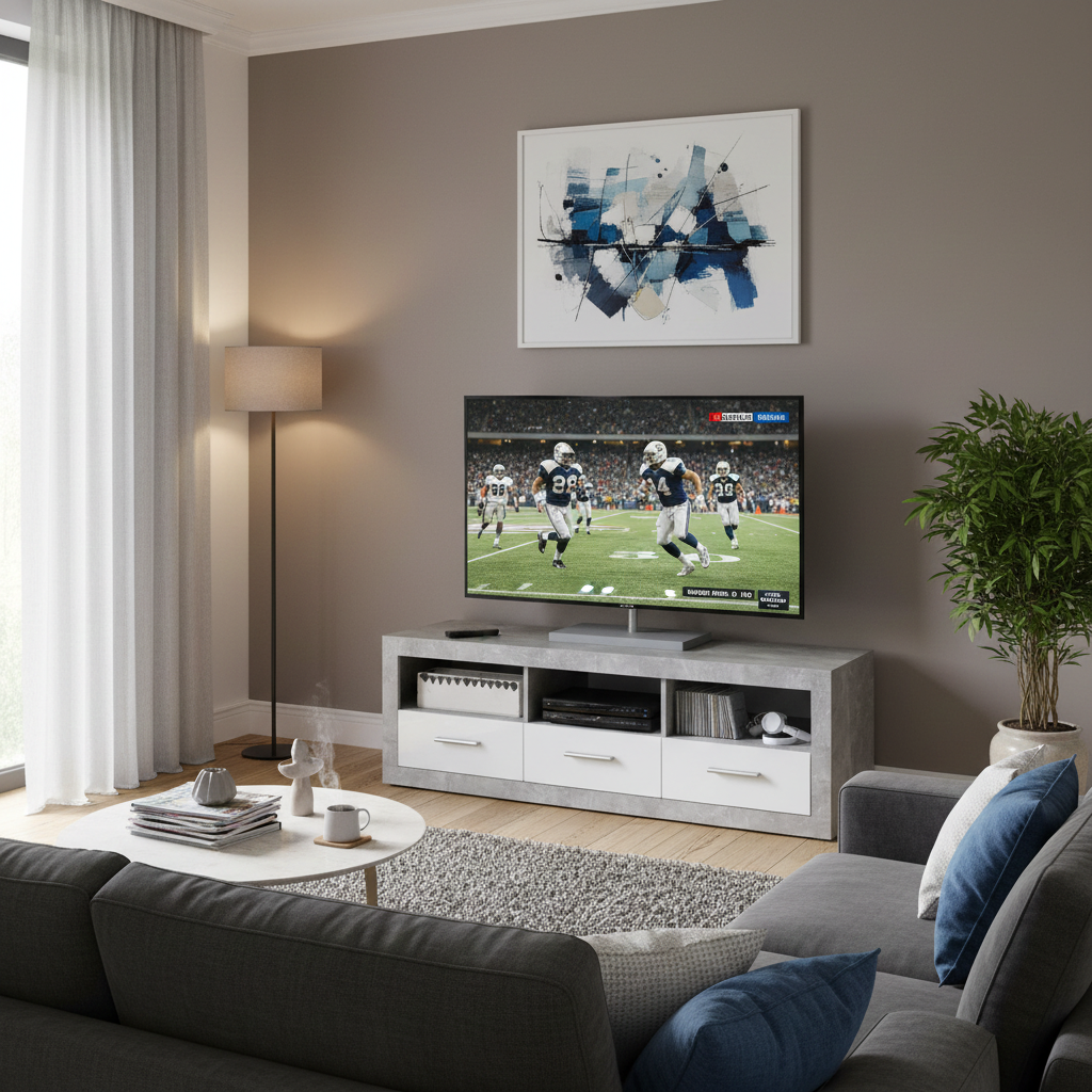 Cementara Concrete Grey Effect and White High Gloss TV Cabinet with Drawers P9BBGS63