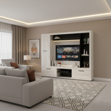 Ferrara Entertaiment Unit Wall TV Cabinet in White Oak and Black -11014772