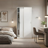 Dawn Slim Narrow Depth Sliding Wardrobe in White - MAX019O